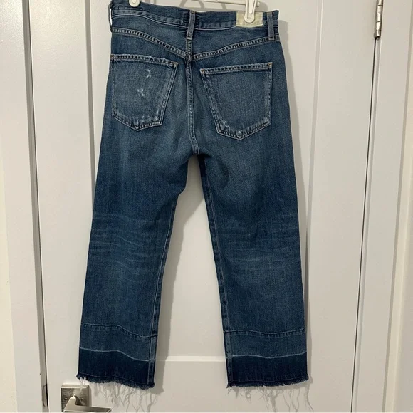 Citizens Of Humanity Blue Cora Crop Relaxed Distressed Hem Jeans Size 26 Women’s - Picture 8 of 14